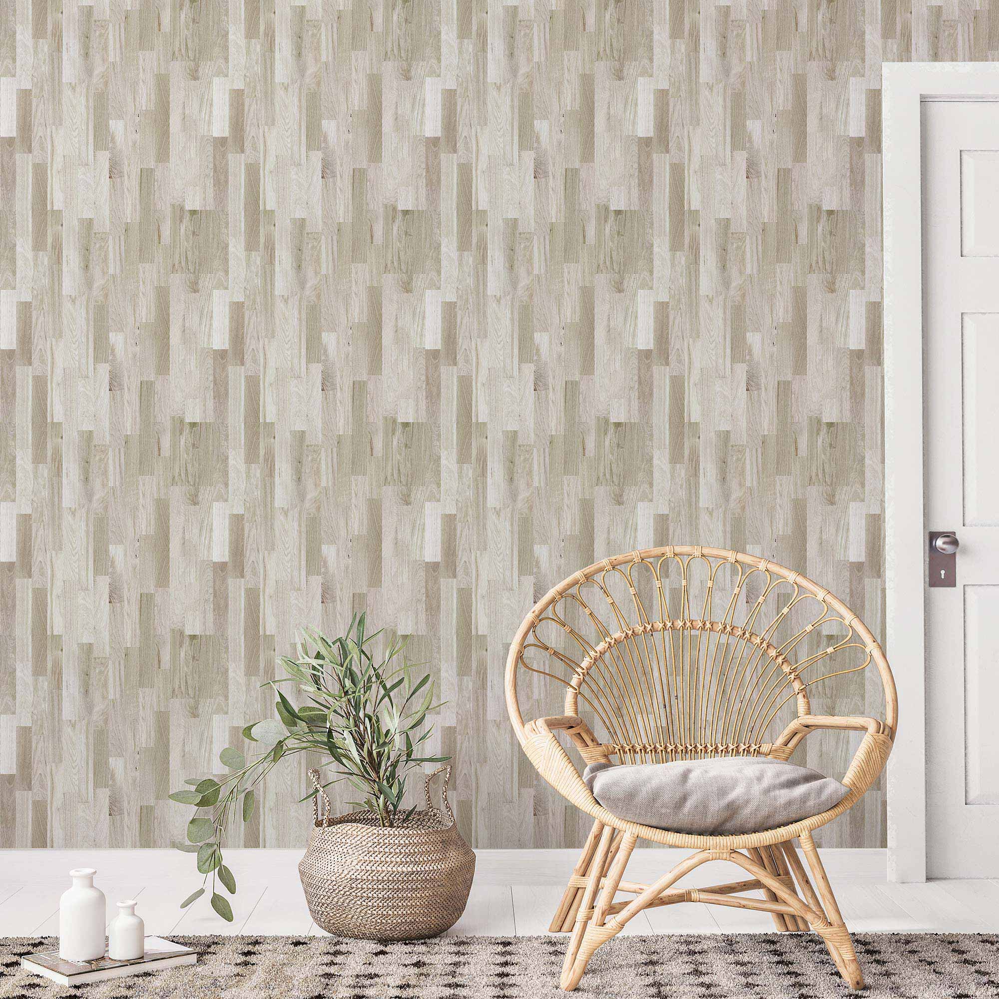 Brown Wood Peel and Stick Removable Wallpaper - Self-Adhesive Decorative Wall Covering for Bedroom, Living Room, Office - Easy to Install & Remove (Style 6756)