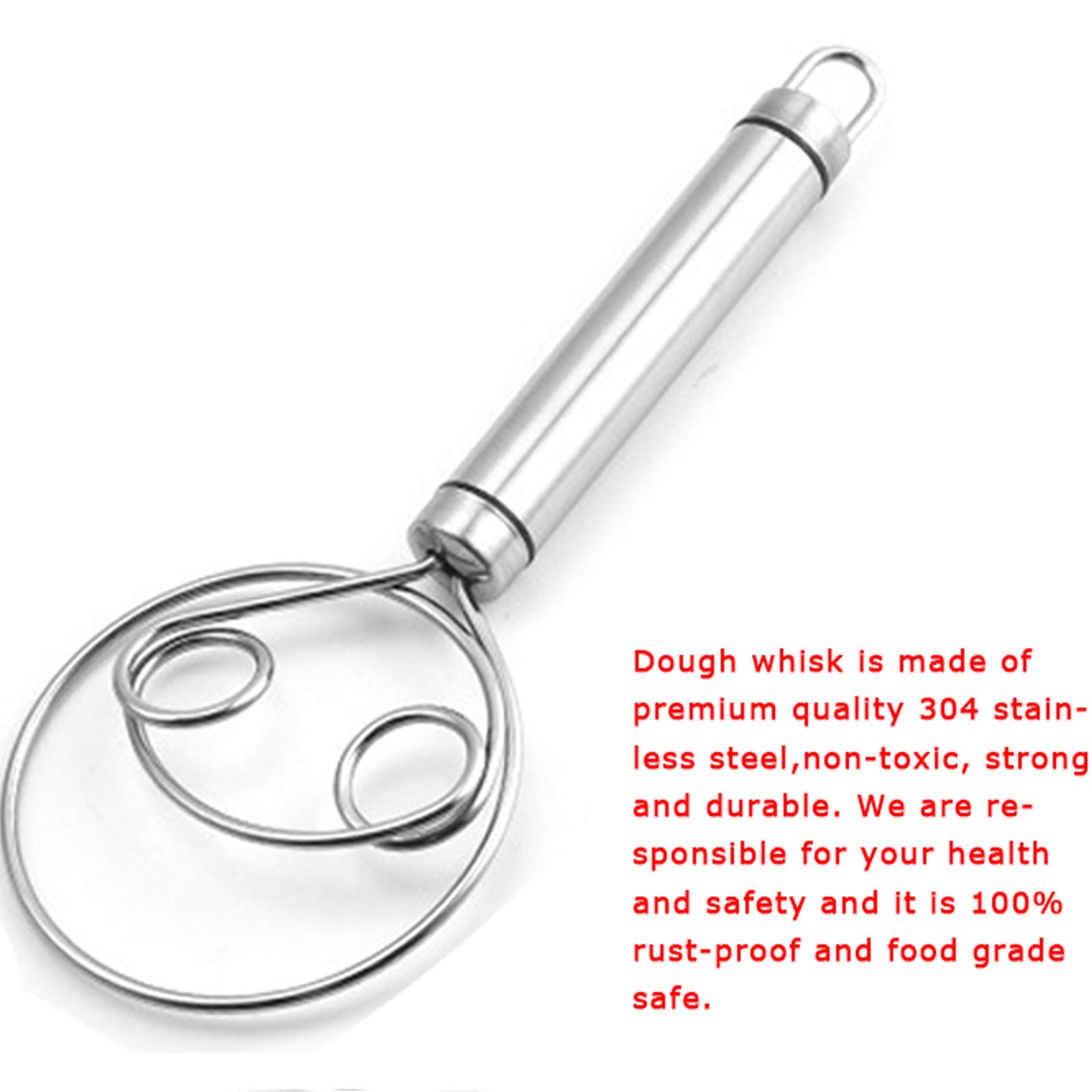 2 Pack Stainless Steel Dough Whisk - Professional Pizza Dough Mixer & Baking Tool for Cake, Sourdough, Pastry - Perfect for Home Bakers & Artisan Bread Making - Ideal for Kitchen, Bakery & Cooking Enthusiasts