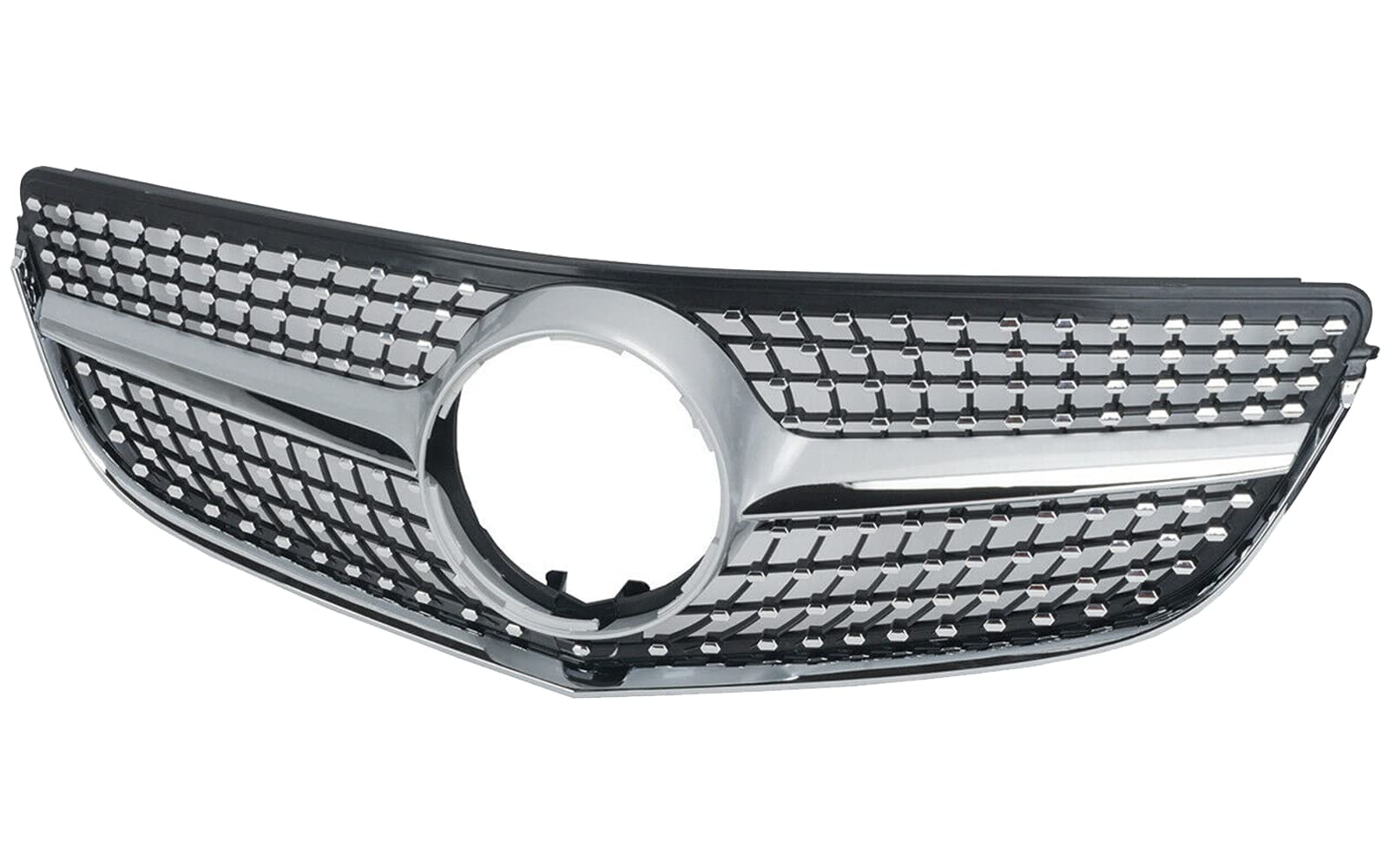 KARPAL Diamond Grille Grill for 2014-2017 Mercedes Benz W207 E-Class Coupe - Silver Chrome Mesh Front Bumper Replacement | Enhances Luxury Style for Car Shows & Daily Driving