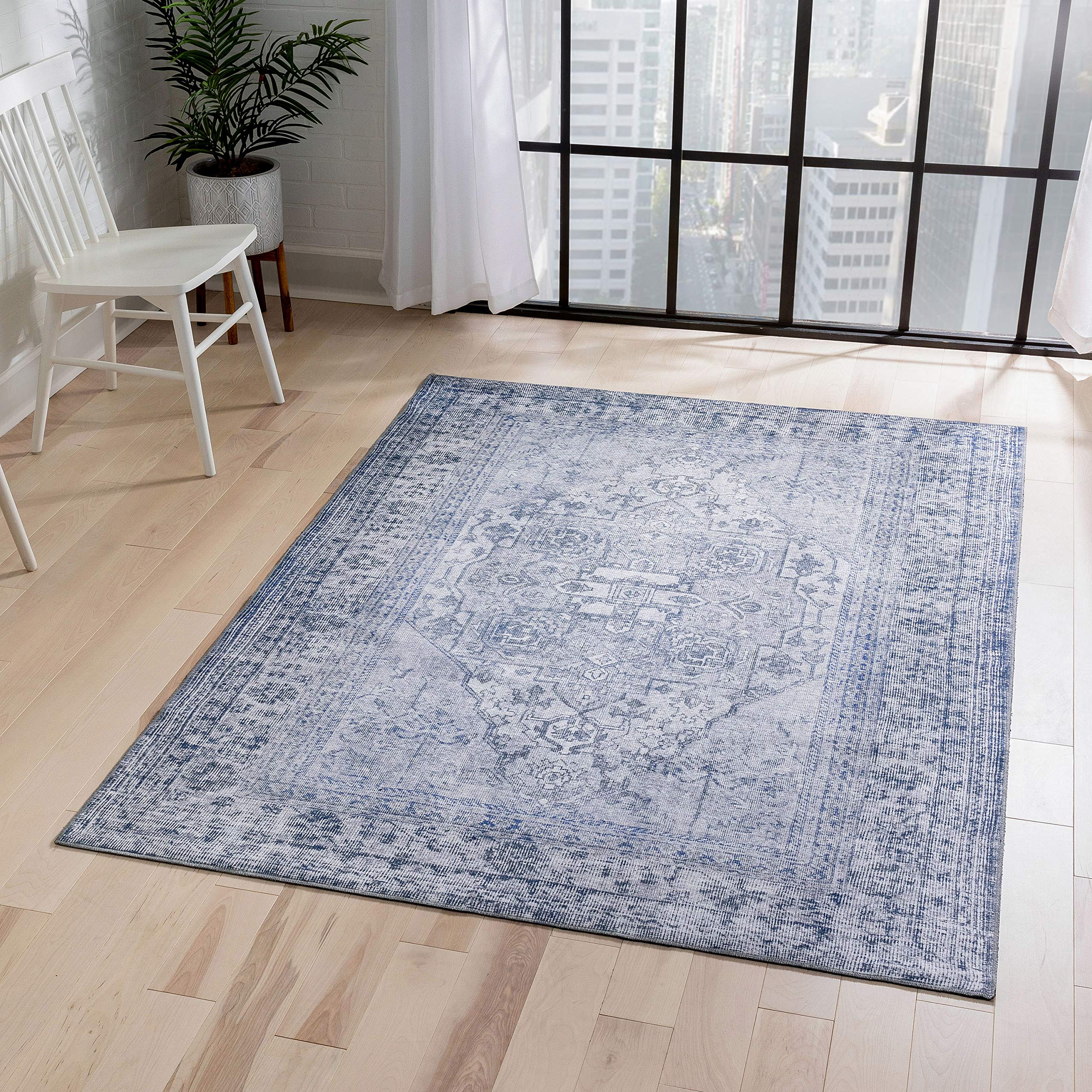 Well Woven Nile Gila Vintage Bohemian Medallion Oriental Grey Flat-Weave Area Rug 7'7