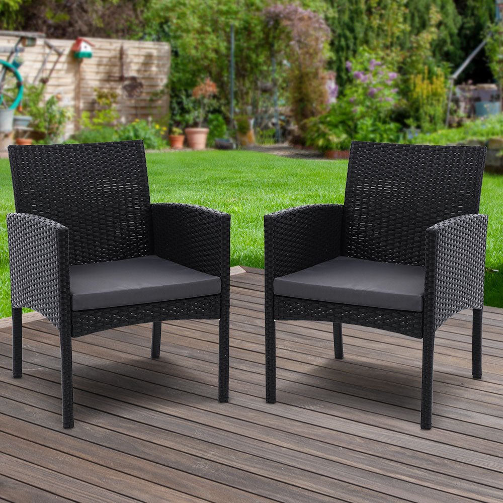 2-Piece Outdoor Dining Chairs Set - Patio Furniture Rattan Lounge Chairs with XL Ezra Design - Perfect for Backyard, Garden, Poolside & Balcony Relaxation