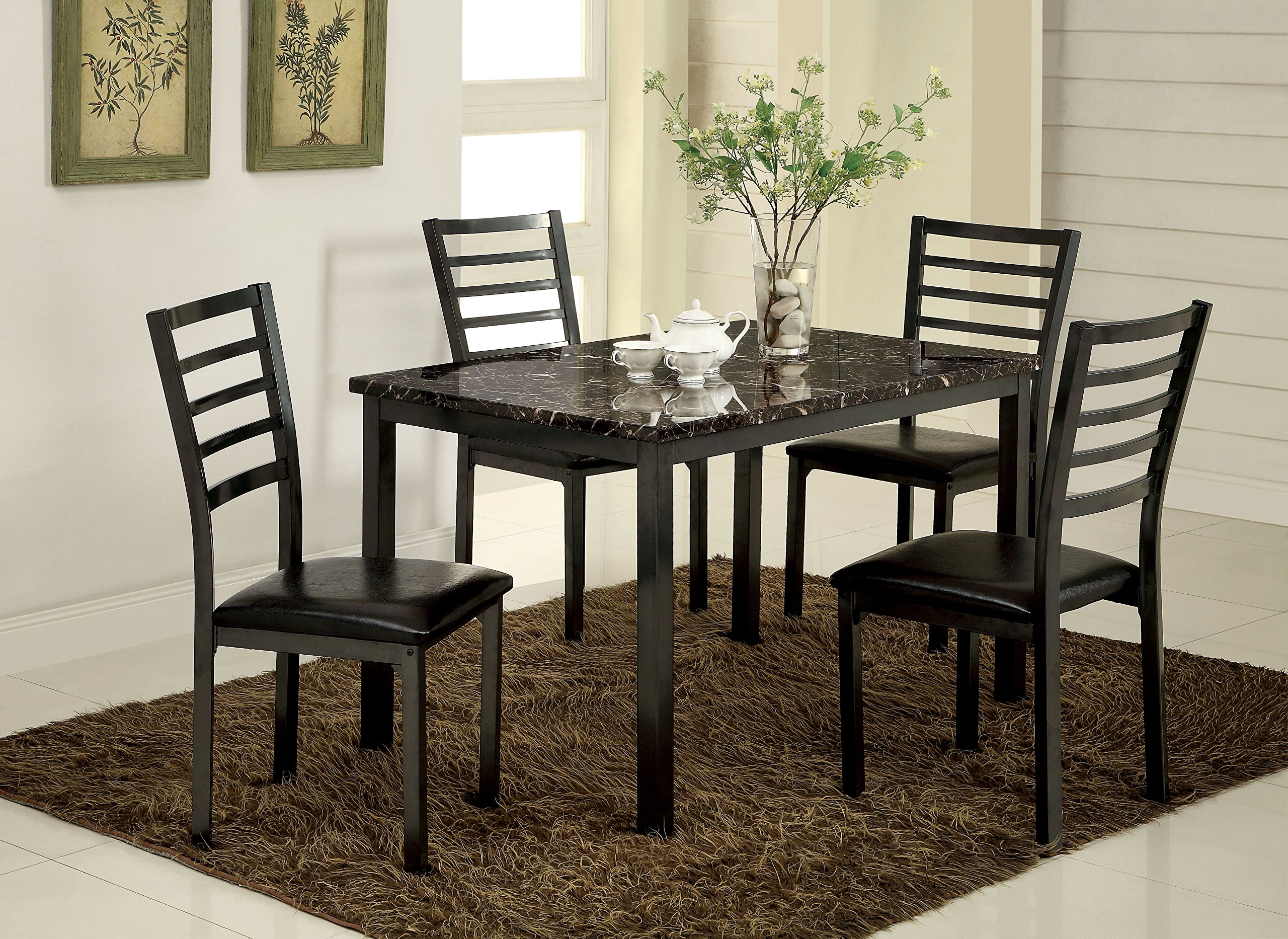 Furniture of America Casella 48-Inch Black Dining Table - Perfect for Small Spaces, Kitchens & Modern Dining Rooms