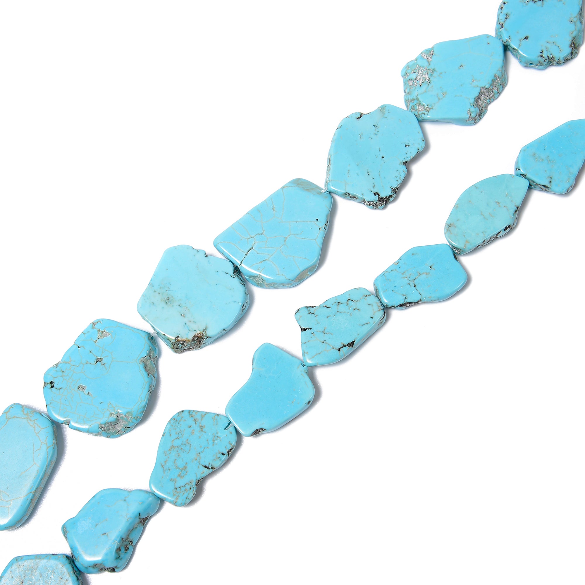 Natural Light Blue Magnesite Turquoise Freeform Slice Beads - 20x25mm & 25x30mm Sizes - 15.5 Inch Strand - Handmade Jewelry Making Supplies for Necklaces, Bracelets & DIY Crafts