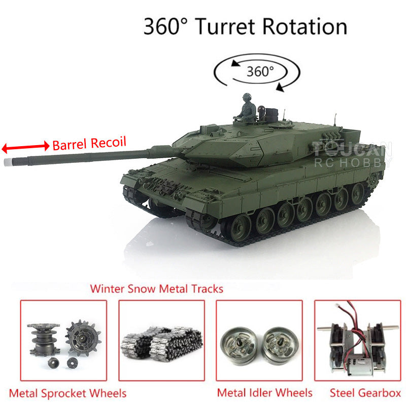 Heng Long 1/16 Scale 7.0 Leopard 2A6 RC Military Tank - 360° Rotating Turret, Barrel Recoil & Metal Idler (Model 3889) | Remote Control Tank for Collectors, Hobbyists & Battle Simulation Enthusiasts