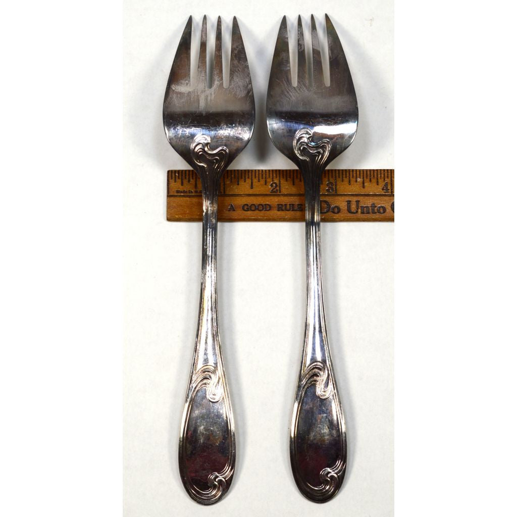 Vintage ERCUIS Silver Plated Flatware Set - 2 Piece Fish/Serving Forks with Wave Pattern - Perfect for Fine Dining, Buffets & Elegant Table Settings