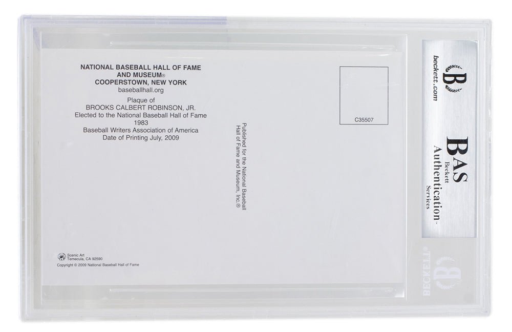 Brooks Robinson Autographed Baltimore Orioles Hall of Fame Plaque Postcard - BAS 117 - Certified & Slabbed Collectible for Baseball Fans & Memorabilia Enthusiasts - Perfect for Display, Gifts, and Sports Collections