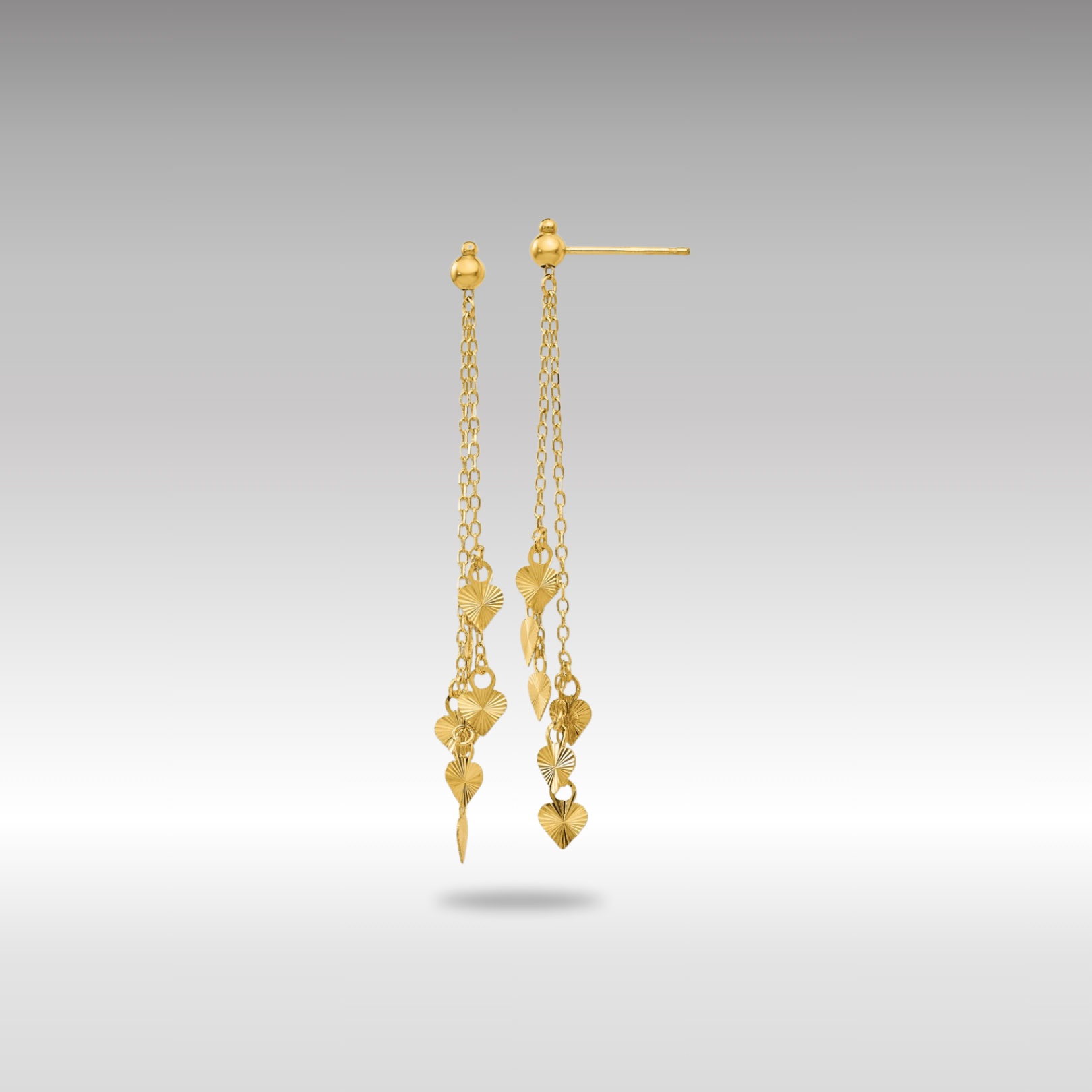 Gold Diamond Cut Heart Post Dangle Earrings for Women - Elegant Fashion Jewelry Gift for Valentine's Day, Anniversary & Special Occasions - Model TL461