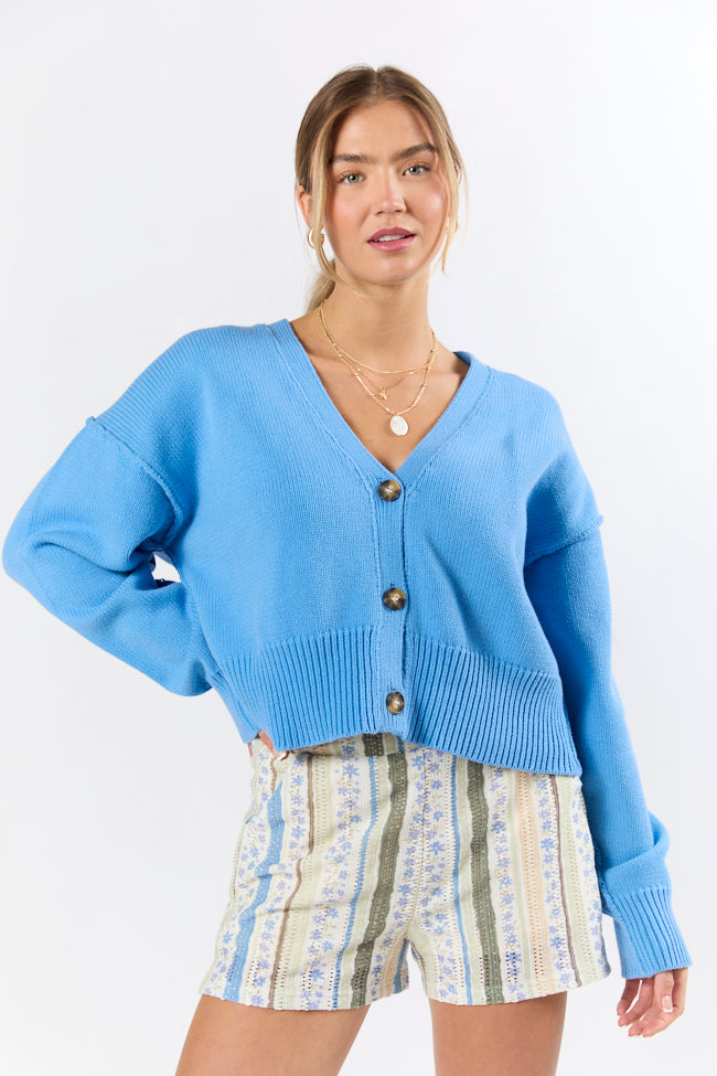 Chasing Joy Blue Cardigan for Women - Soft & Cozy Knit Sweater - Perfect for Casual Outfits & Layering in Fall & Winter