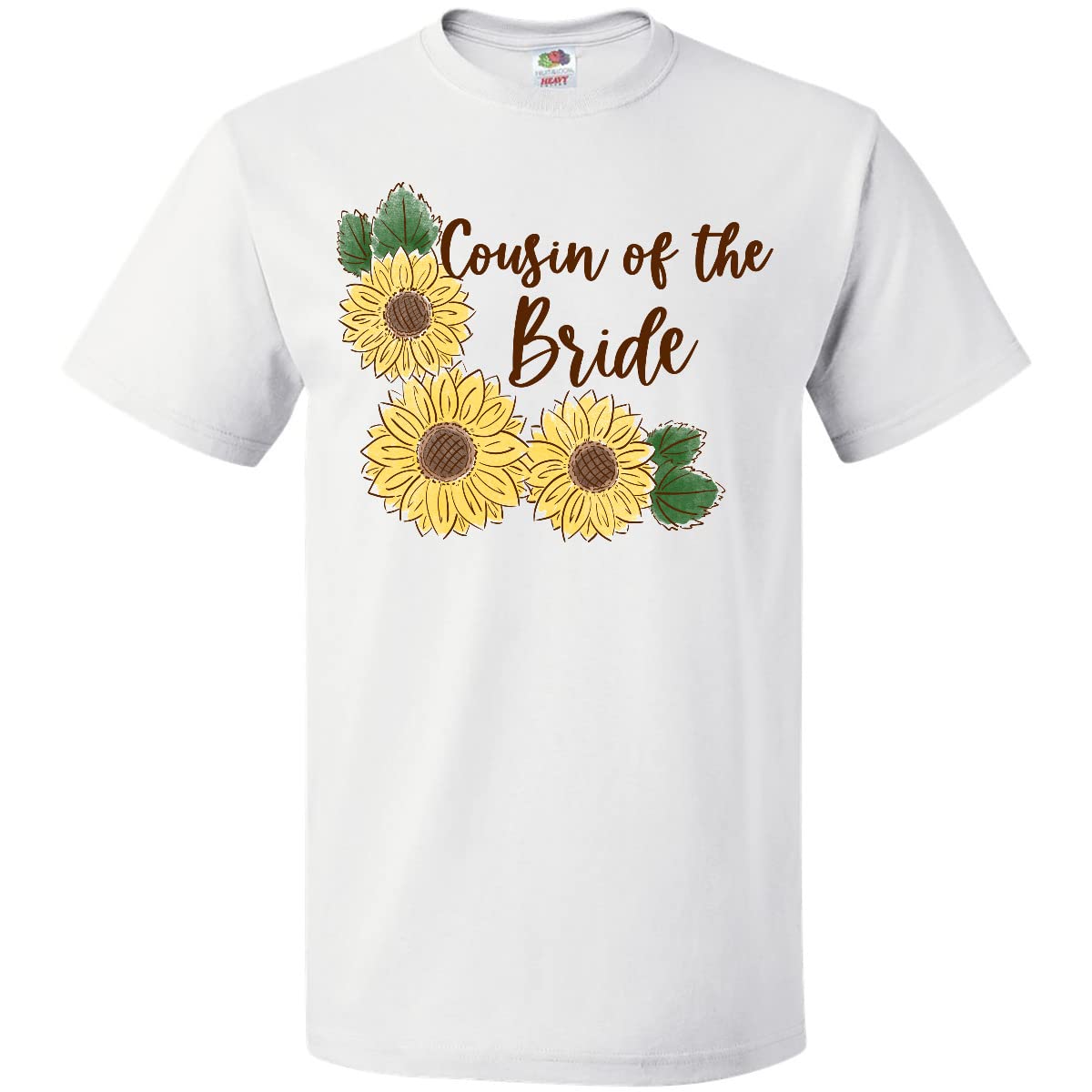 Inktastic Cousin of The Bride Sunflower T-Shirt for Women - Funny Wedding Guest Outfit - Perfect for Bachelorette Parties & Bridal Showers