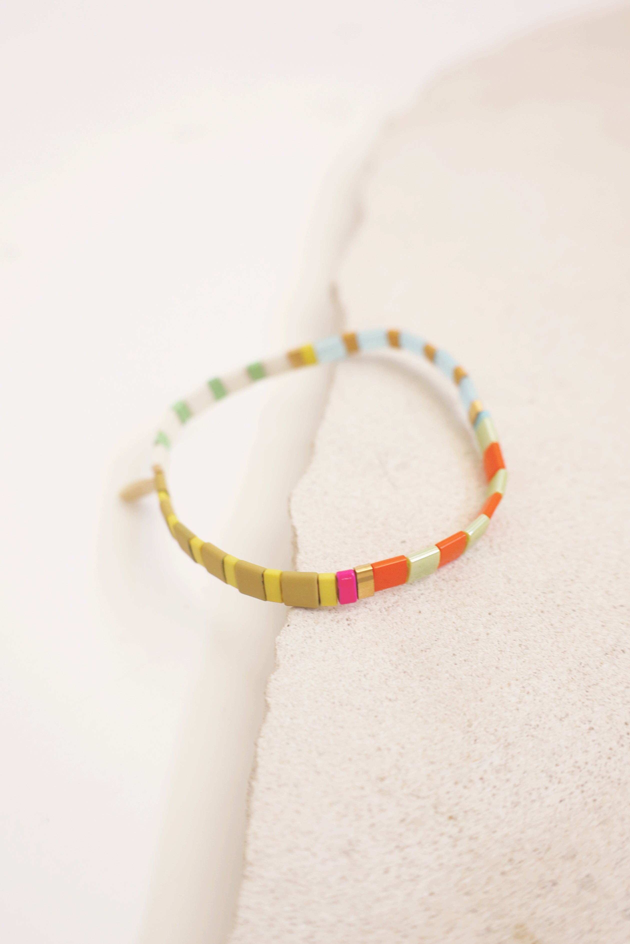 Chartreuse Beaded Chicklet Bracelet for Women - Stylish Boho Accessory for Parties, Weddings & Everyday Wear