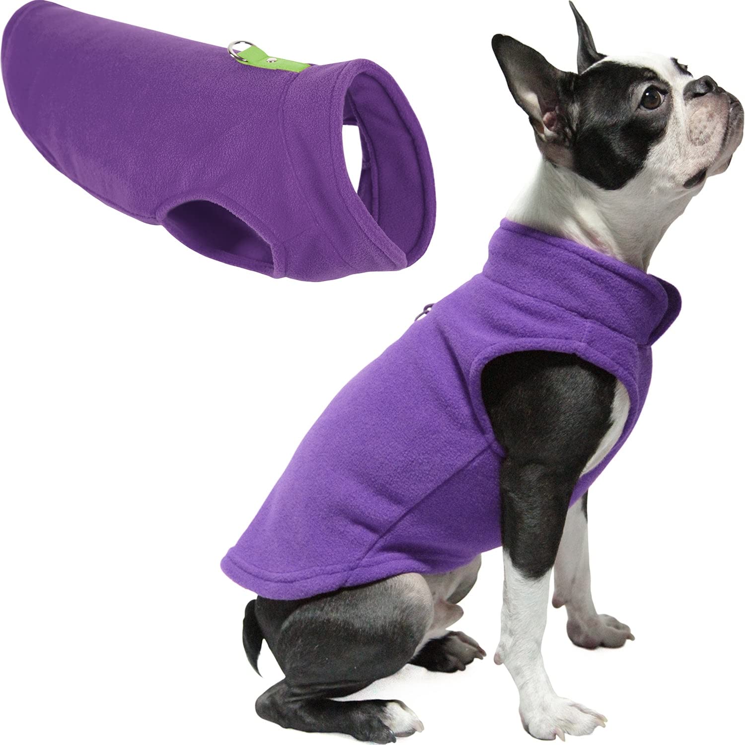 Gooby Fleece Vest Dog Sweater - Lavender, X-Small - Warm Pullover Fleece Dog Jacket with O-Ring Leash - Winter Small Dog Coat for Cold Weather - Cozy Puppy Clothes for Small Dogs (Boy or Girl) - Perfect for Outdoor Walks, Winter Adventures & Indoor Comfort
