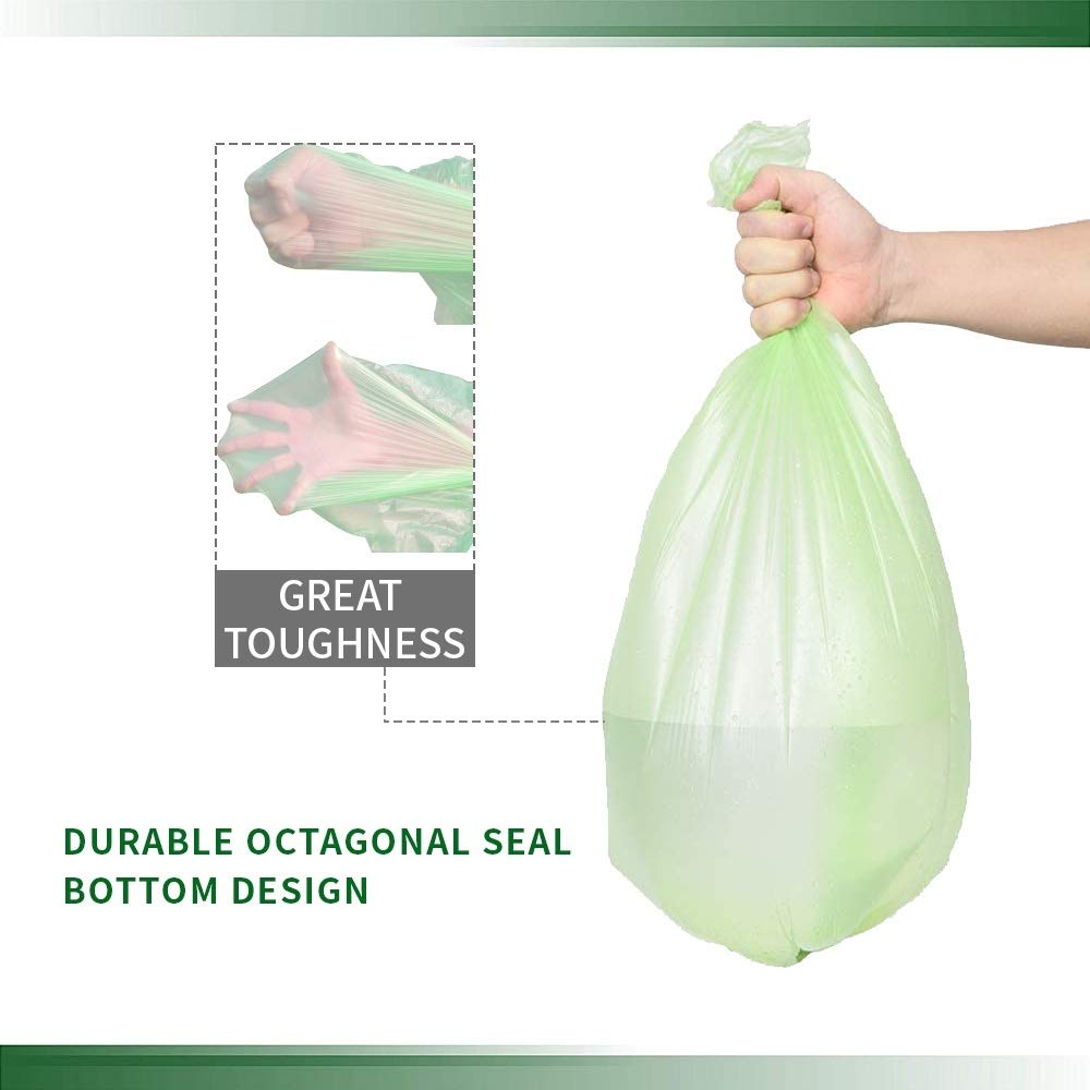 Biodegradable 2.6 Gallon Small Trash Bags - Extra Thick Eco-Friendly Garbage Bags for Kitchen, Bathroom, Office, Car & Pet Waste - 5 Rolls (100 Counts) Green - Perfect for Recycling, Composting & Daily Waste Disposal