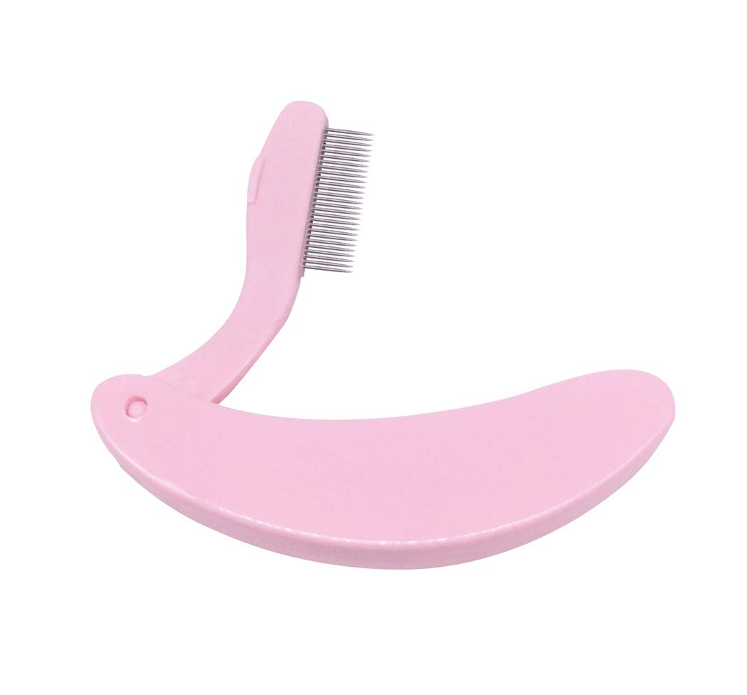 4 Pack Stainless Steel Eyelash & Eyebrow Comb - Professional Lash & Brow Makeup Tool with Folding Design (Pink) - Perfect for Salon, Travel & Home Makeup Kits