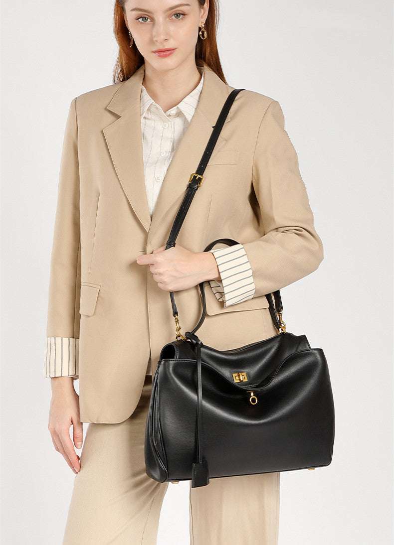 Premium Genuine Leather Large Shoulder Bag for Women - Stylish & Spacious Crossbody Tote - Perfect for Work, Travel & Everyday Use