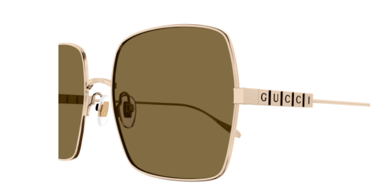 Gucci GG1434S 002 Gold/Brown Oversized Square Sunglasses for Women - Luxury Fashion Sunglasses UV Protection - Perfect for Beach, Driving & Outdoor Activities