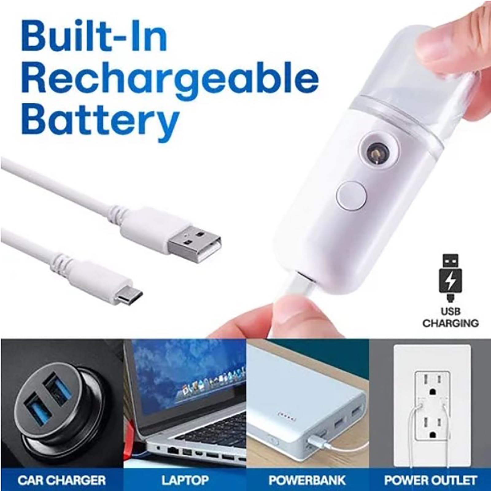 Easy Care Sunshine 15s Heat-Up Mini Travel Steamer - Portable Cordless Rechargeable Steamer for Clothes - Battery Operated Handheld Garment Steamer - Perfect for Travel, Business Trips & Home Use (Blue)