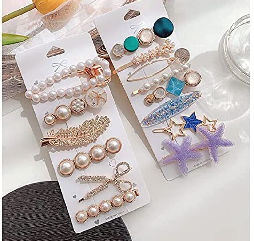 Korean Fashion Pearl Rhinestone Hair Clips for Women - Elegant Metal Hairpins Set (6Pcs) - Perfect for Weddings, Parties & Daily Styling