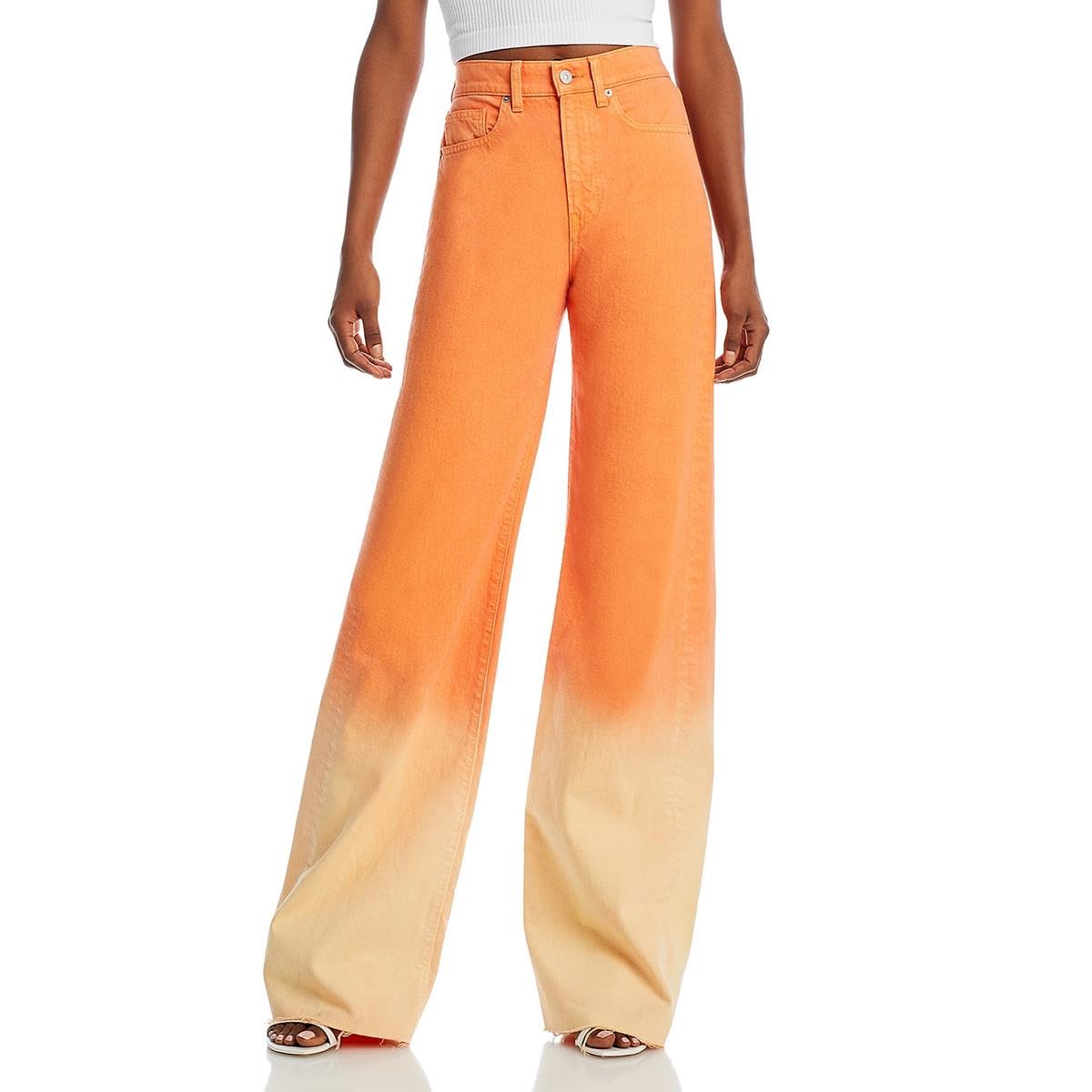 Women's High Rise Ombre Wide Leg Jeans - Trendy Vintage Denim Pants for Casual Outfits & Streetwear Fashion