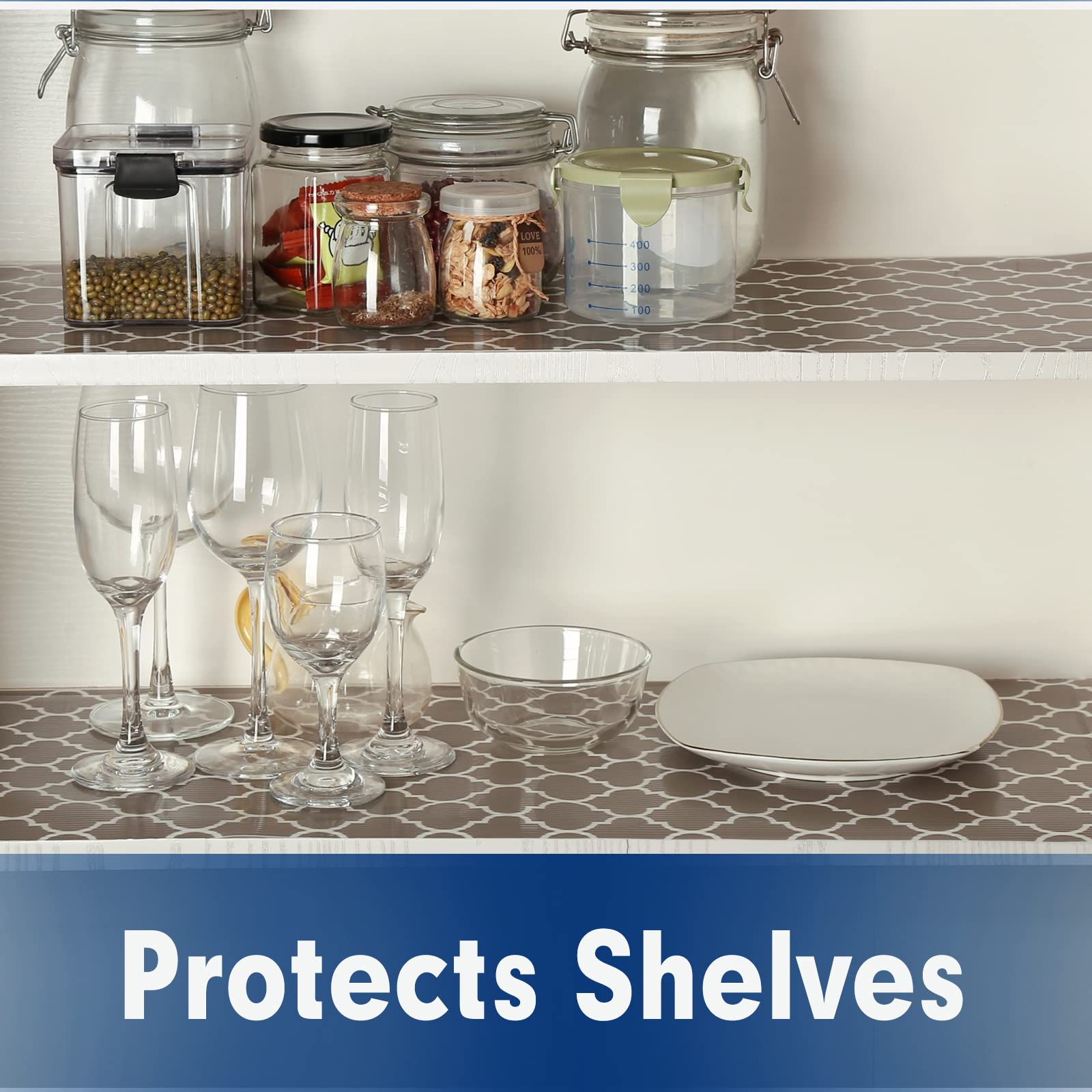 Non-Slip Quatrefoil Gray Shelf Liner - 12
