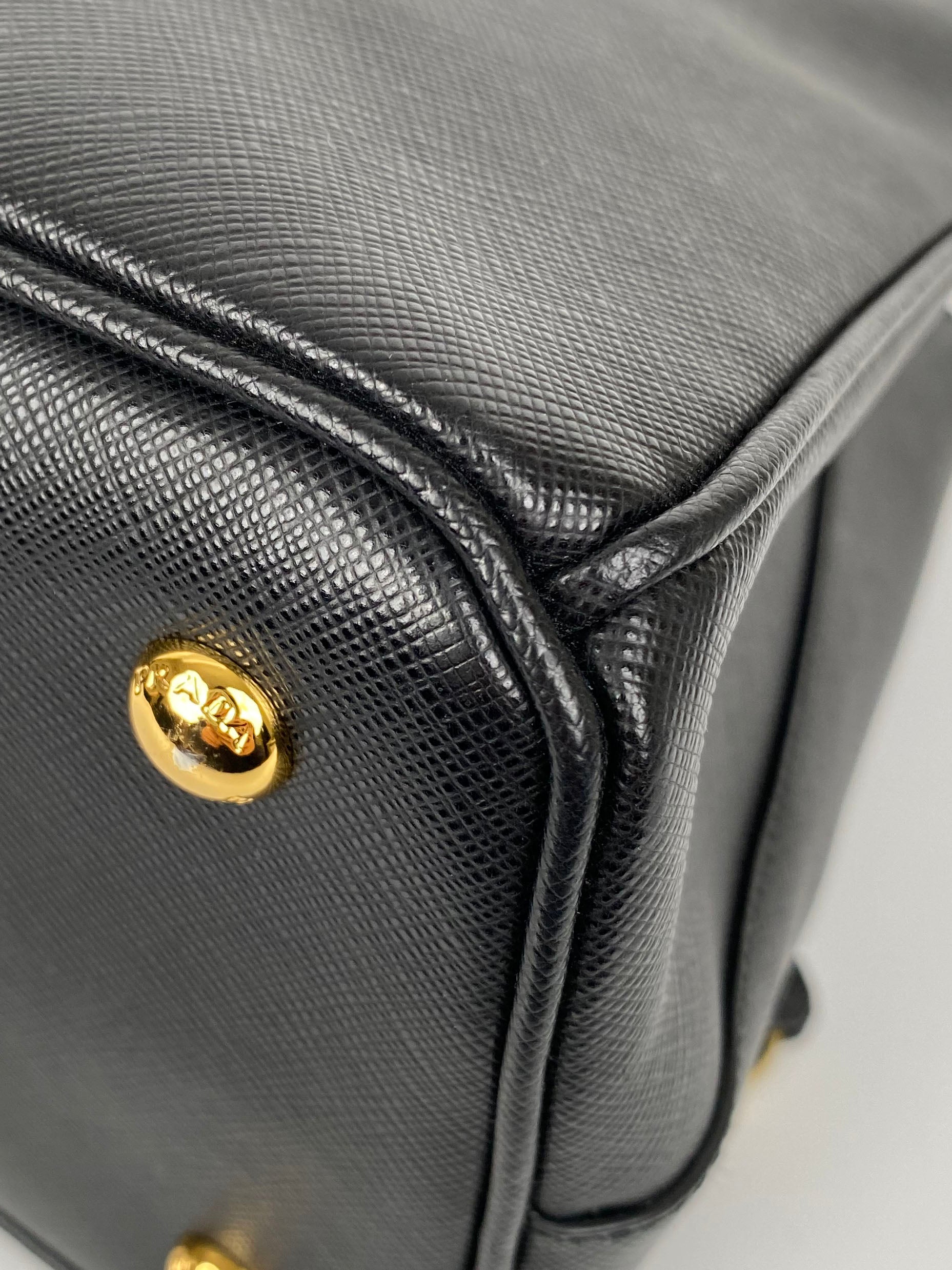 Prada Black Medium Double Zip Lux Tote Bag for Women - Premium Leather Handbag with Dual Zippers - Perfect for Work, Travel & Everyday Use