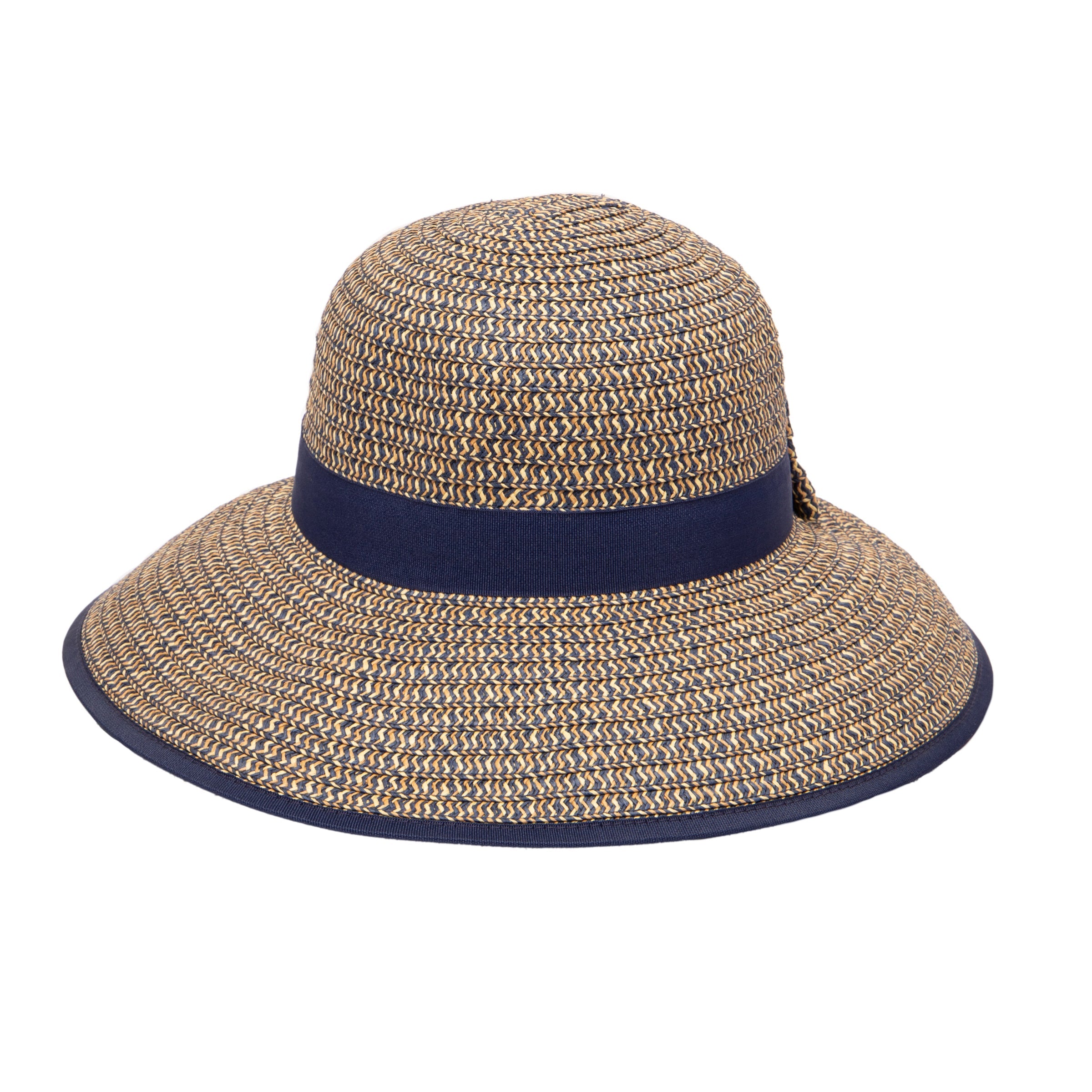 Women's Contrasting Edged Sun Brim Hat with Back Bow - Stylish UV Protection Wide Brim Beach Hat for Summer Outdoor Activities, Travel & Gardening