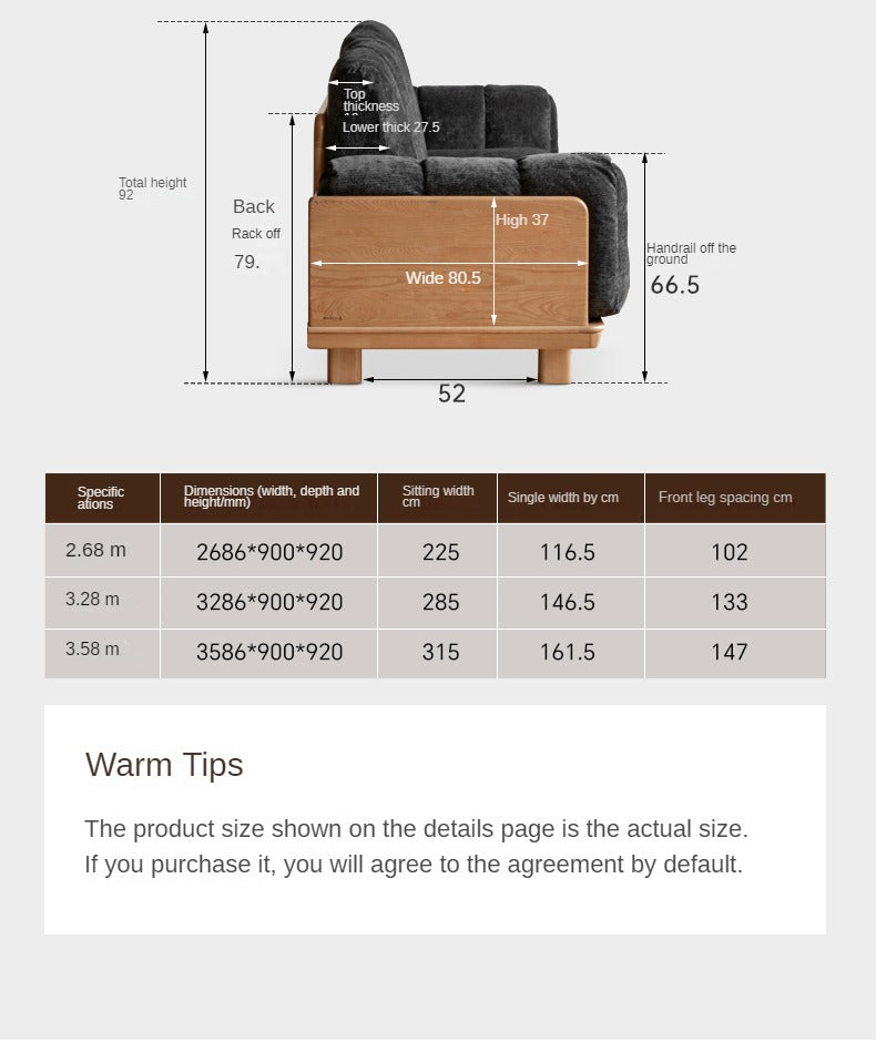 Modern Solid Wood Down Straight Sofa - Black Walnut & Ash Wood Frame - Perfect for Living Room, Lounge, or Office Comfort