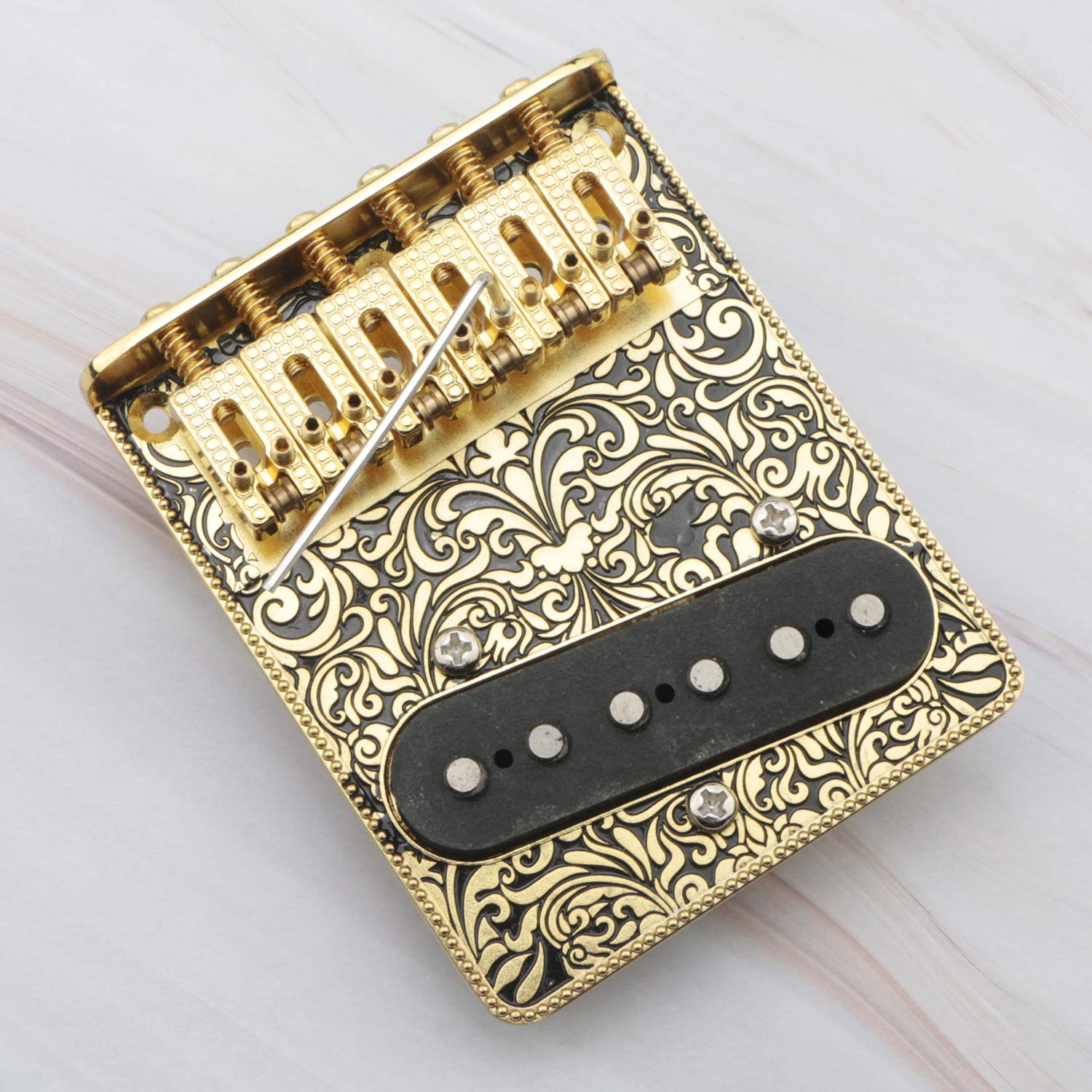 Vintage Electric Guitar Parts Set - 6 String Saddle Bridge Plate, 3-Way Switch Control Plate, Neck Pickup & Tailpiece | Perfect for DIY Guitar Repair & Upgrades