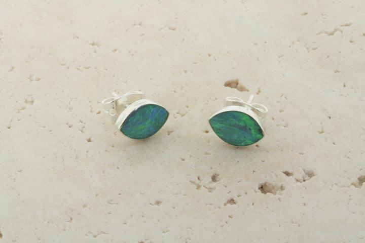 Natural Green Lime Opal Stud Earrings - Handmade Seed Bead Jewelry for Women - Perfect for Boho, Casual & Party Outfits
