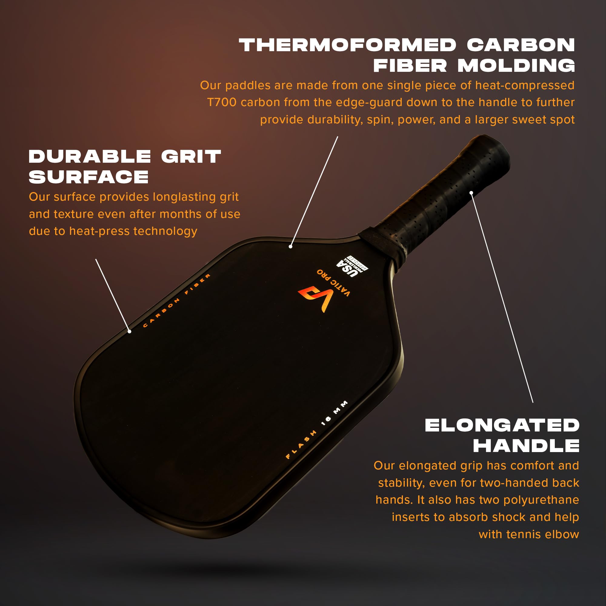 Premium 16mm Carbon Fiber Pickleball Paddle - Thermoformed with Foam Injected Walls for Enhanced Power & Control - Includes Protective Paddle Cover - Perfect for Tournament Play & Outdoor Games
