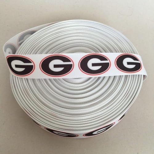 Georgia Bulldogs Grosgrain Ribbon - 7/8 Inch x 10 Yards - Perfect for Hair Bows, DIY Crafts, Gift Wrapping, Scrapbooking and Party Decorations - Team Spirit Accessories for Football Games, Tailgating and Fan Gear