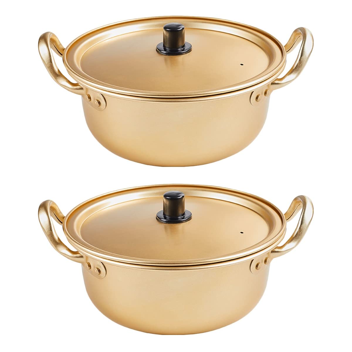 2 Pcs Korean Instant Noodle Pot with Lid - Small Saucepan for Ramen, Milk Boiling & Coffee - Durable Aluminum & Ceramic Stock Pot for Home, Baby Food & Oven Use - Perfect for Quick Meals & Kitchen Essentials