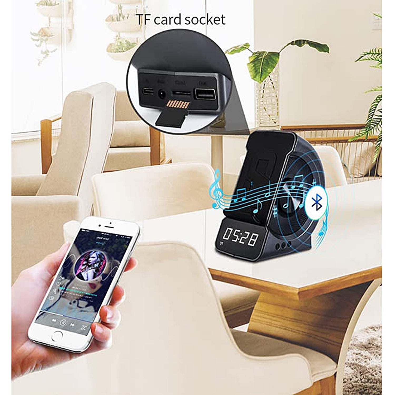 Wireless Charging Stand with Bluetooth Speaker - Fast Qi Wireless Charger for iPhone, Samsung, AirPods - Perfect for Home, Office, and Travel Use