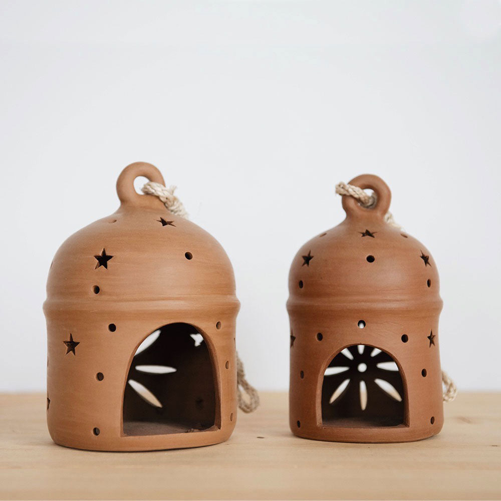 Handmade Terracotta Lantern - Rustic Outdoor & Indoor Decorative Lighting for Patio, Garden, or Home Decor