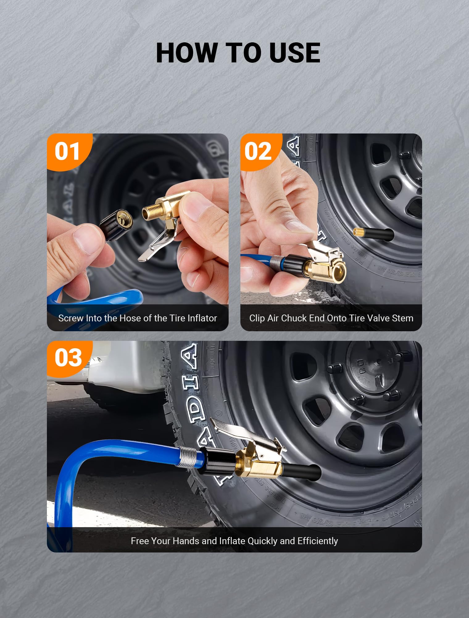**Premium Brass Locking Tire Air Chuck - No Leak Twist to Lock Adapter for Air Compressors | Heavy-Duty Tire Inflator Hose Connector | Perfect for Trucks, Cars, Bikes & ATVs**    *(Use Case: Ideal for quick and secure tire inflation at home, gas stations, or off-road adventures with zero air leakage.)*