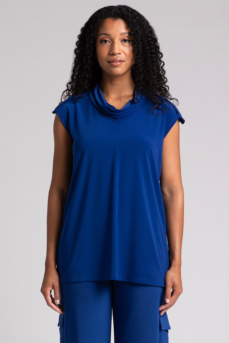 Convoy Sleeveless Funnel Neck T-Shirt for Women | Twilight Color | Casual Wear, Gym, Running & Outdoor Activities