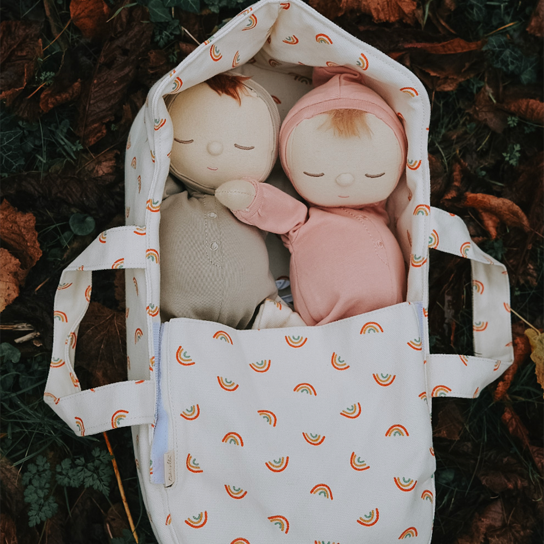 Dinkum Dolls Portable Baby Carry Cot with Vibrant Rainbow Print - Perfect for Travel, Napping & Outdoor Adventures