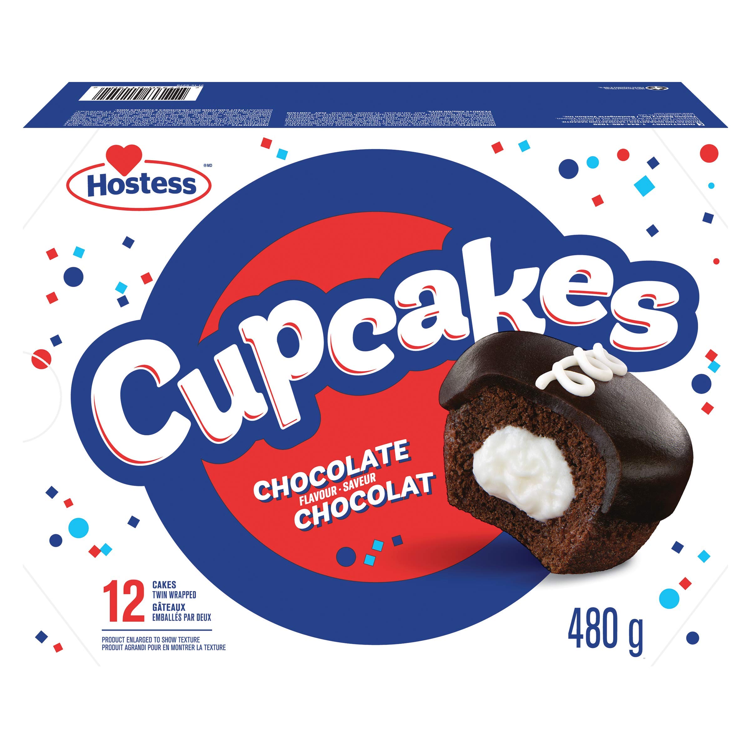 Hostess Chocolate Cupcakes with Rich Chocolate Frosting & Creamy Filling - 12 Individually Wrapped Snack Cakes (6 Twin Packs) | Perfect for Lunchboxes, Office Snacks & Birthday Parties