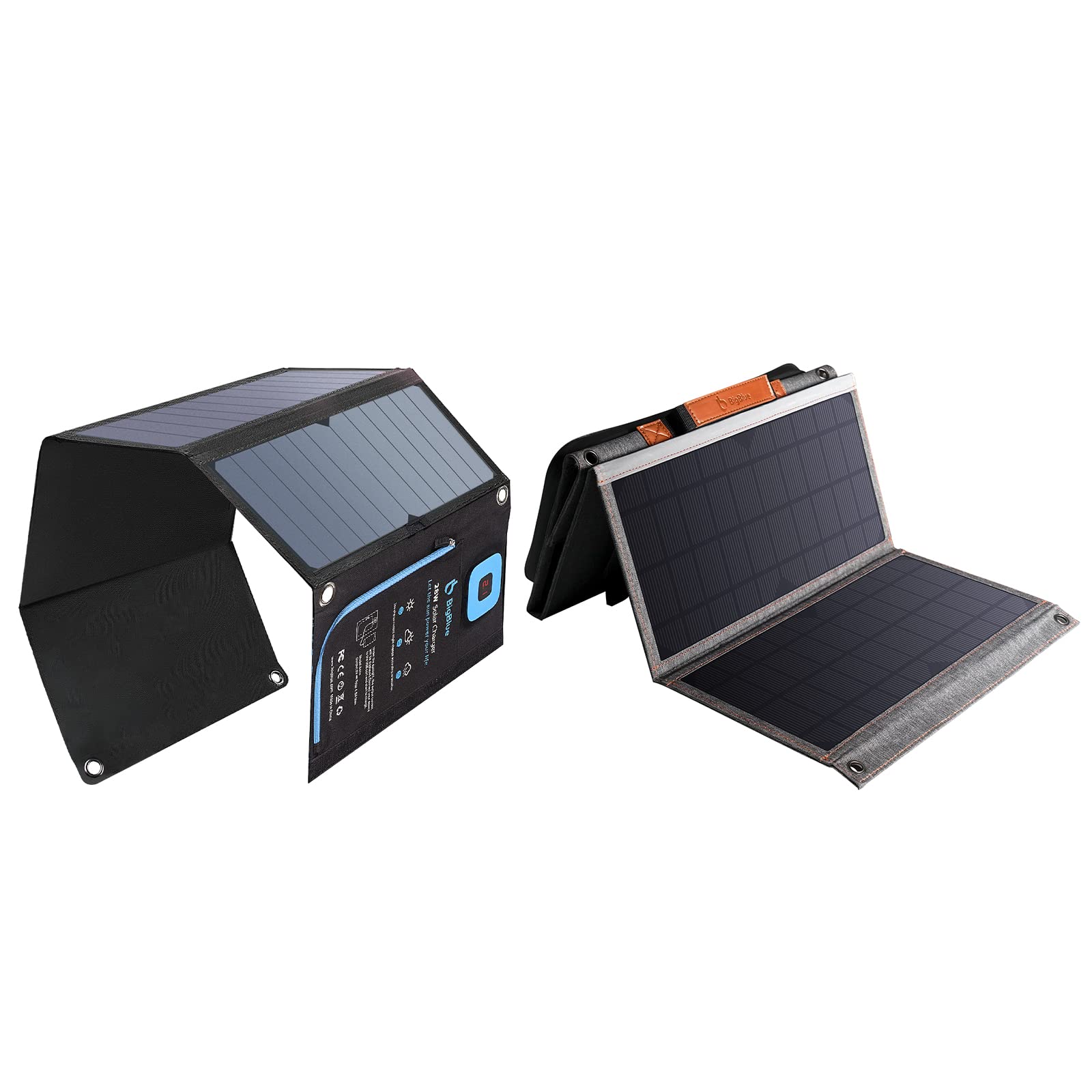 BigBlue 36W & 28W Portable Solar Chargers with DC Output (20V/1.6A) & Digital Ammeter - Perfect for Camping, Hiking, and Emergency Power Outdoors