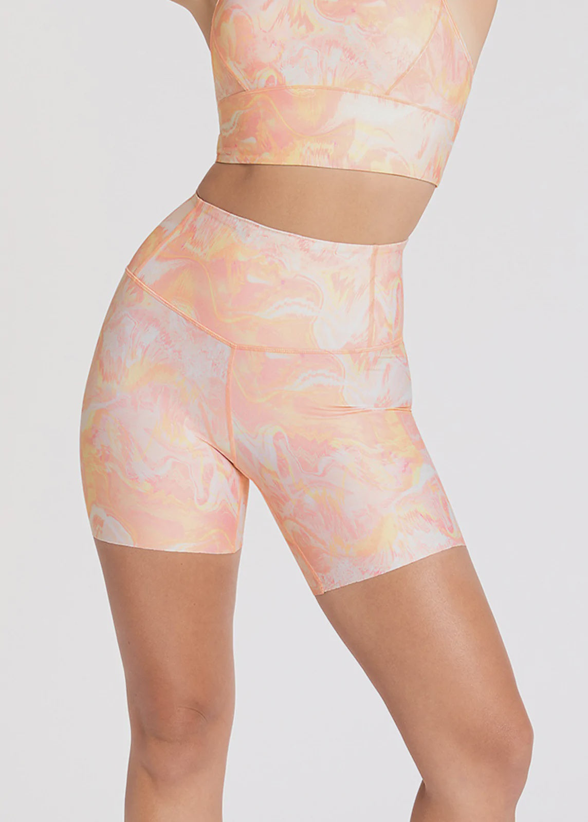 Zoom Bike Shorts for Women - High Waist Peach Swirl Cycling Shorts - Perfect for Gym, Running, Yoga & Outdoor Activities
