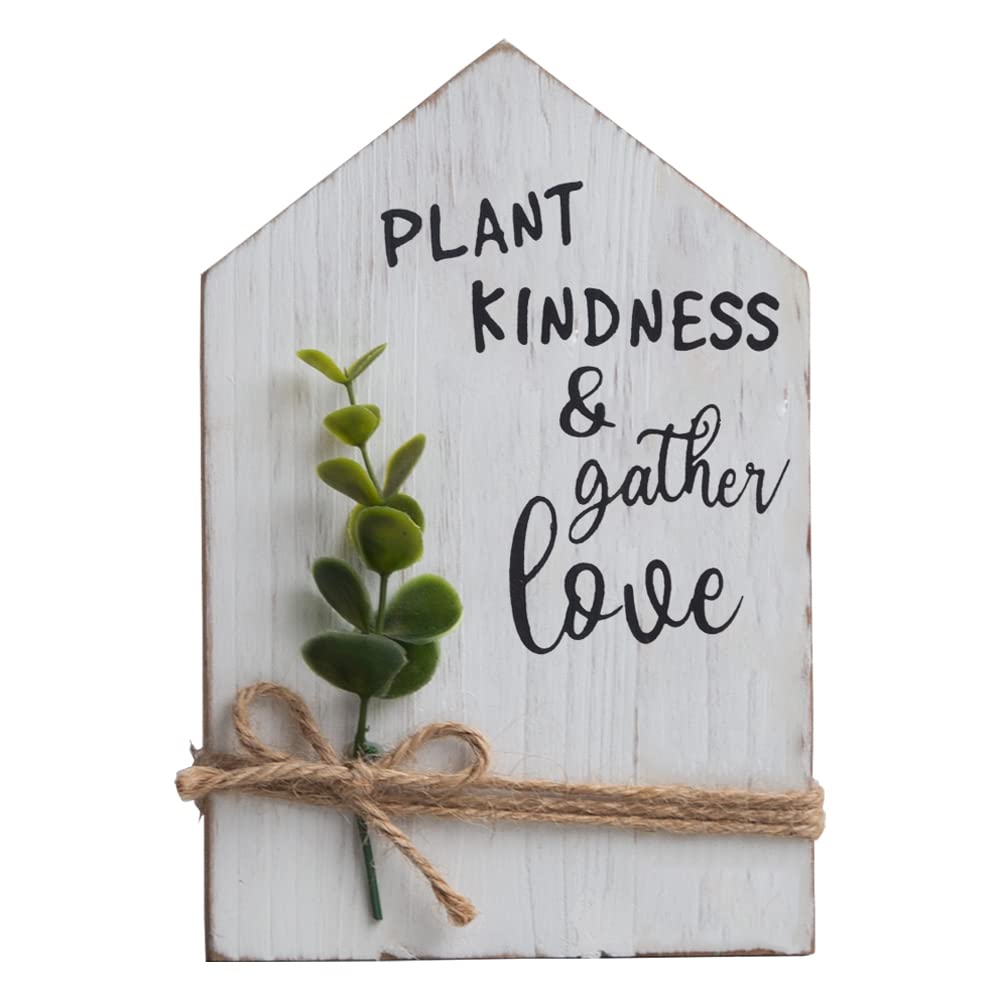COLLECTIVE HOME - Rustic Wooden Spring Decorations with Eucalyptus, Home & Office Decor Accents, Farmhouse Desk Signs for Bedroom, Living Room - Perfect for Seasonal Home Styling & Gift Giving