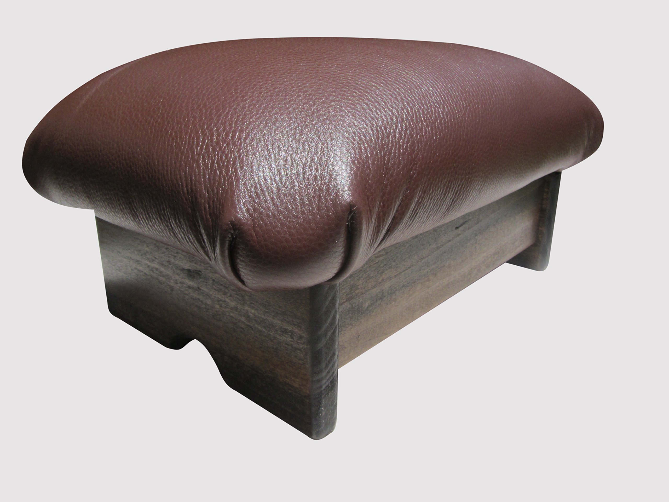 Premium Padded Foot Stool with Chocolate Ganache Leather - 7