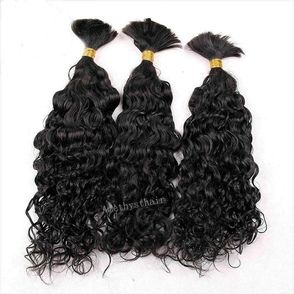 Brazilian Virgin Human Hair Bundles 100g (20 Inch, Natural Color) - Water Wave Bulk Hair for Braiding, No Weft Micro Braids & Weaving | Perfect for Protective Styles, Box Braids, and Natural Hair Extensions