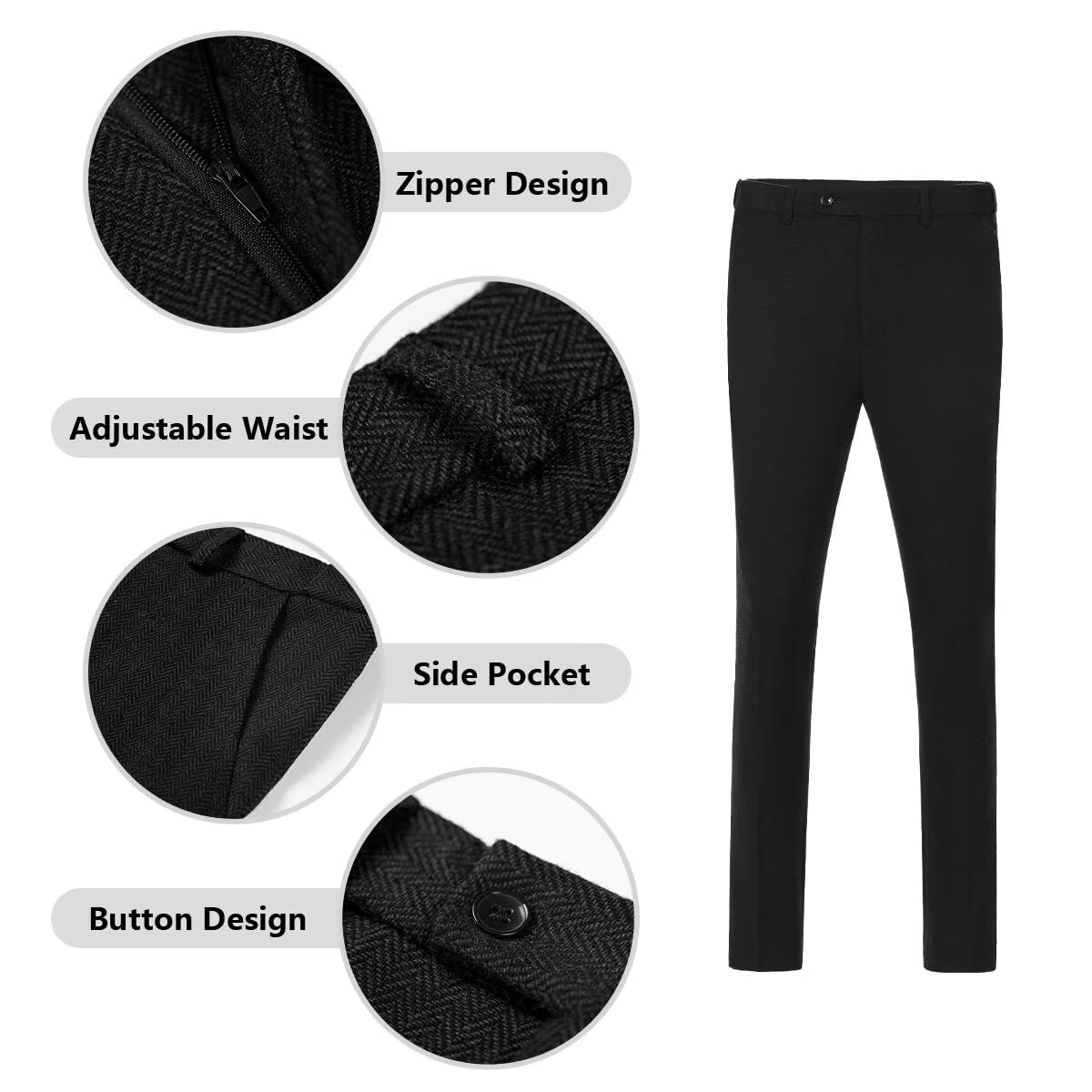 Retro Tweed Brown 3-Piece Men's Suit | Herringbone Slim Fit Wedding Tuxedo Set with Jacket, Vest & Pants | Perfect for Prom, Formal Events & Business Occasions