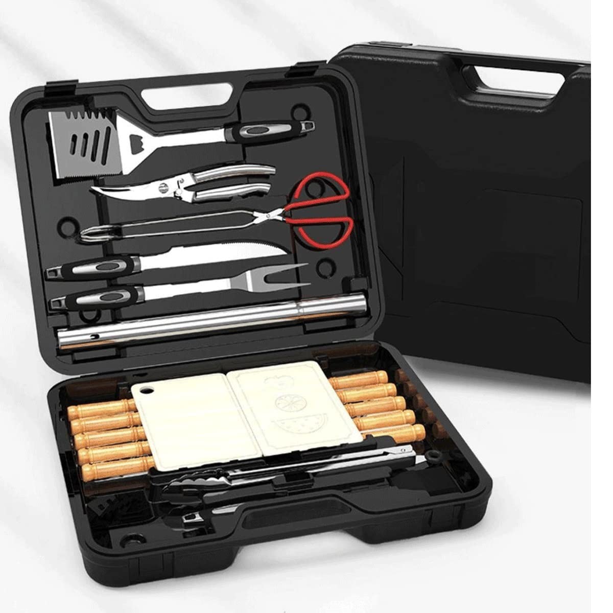 29-Piece 304 Stainless Steel BBQ Grill Accessories Set - Tongs, Forks, Brush & Utensils for Outdoor Grilling, Backyard Barbecue & Camping Cookouts