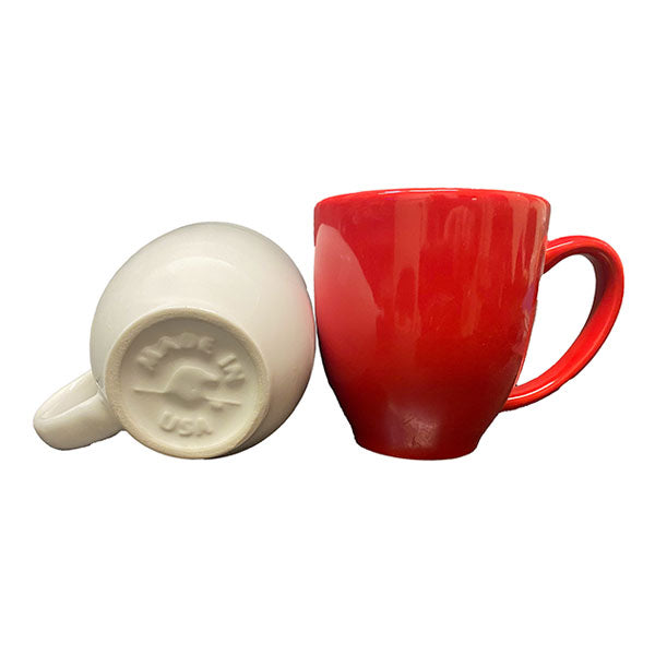 Valentine's Day Bistro Mug Set of 2 - 16oz Coffee Cups for Couples, Red & White Ceramic Mugs - Perfect for Romantic Breakfast, Anniversary Gifts & Coffee Lovers