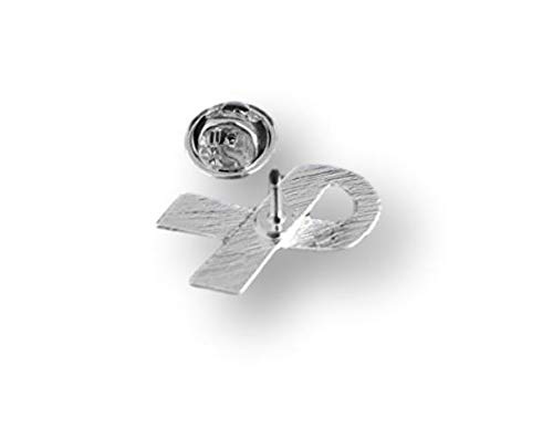 5-Piece White Awareness Ribbon Enamel Pins with Metal Clasps - Support Adoption, Bone Cancer, Lung Cancer, Osteoporosis & Brain Disorders - Perfect for Jackets, Bags & Fundraising Events
