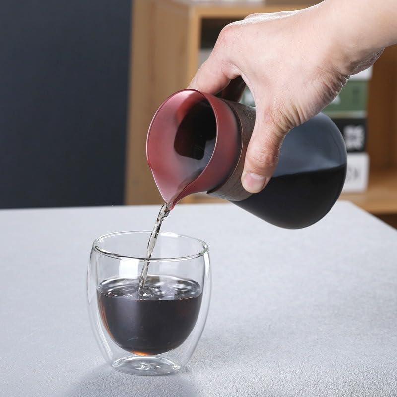 Premium Pour Over Coffee Maker Set - High-Quality Borosilicate Glass Dripper with Walnut Handle | Home Brewing Kit for Coffee Enthusiasts | Perfect for Morning Brews, Office Use & Gifts