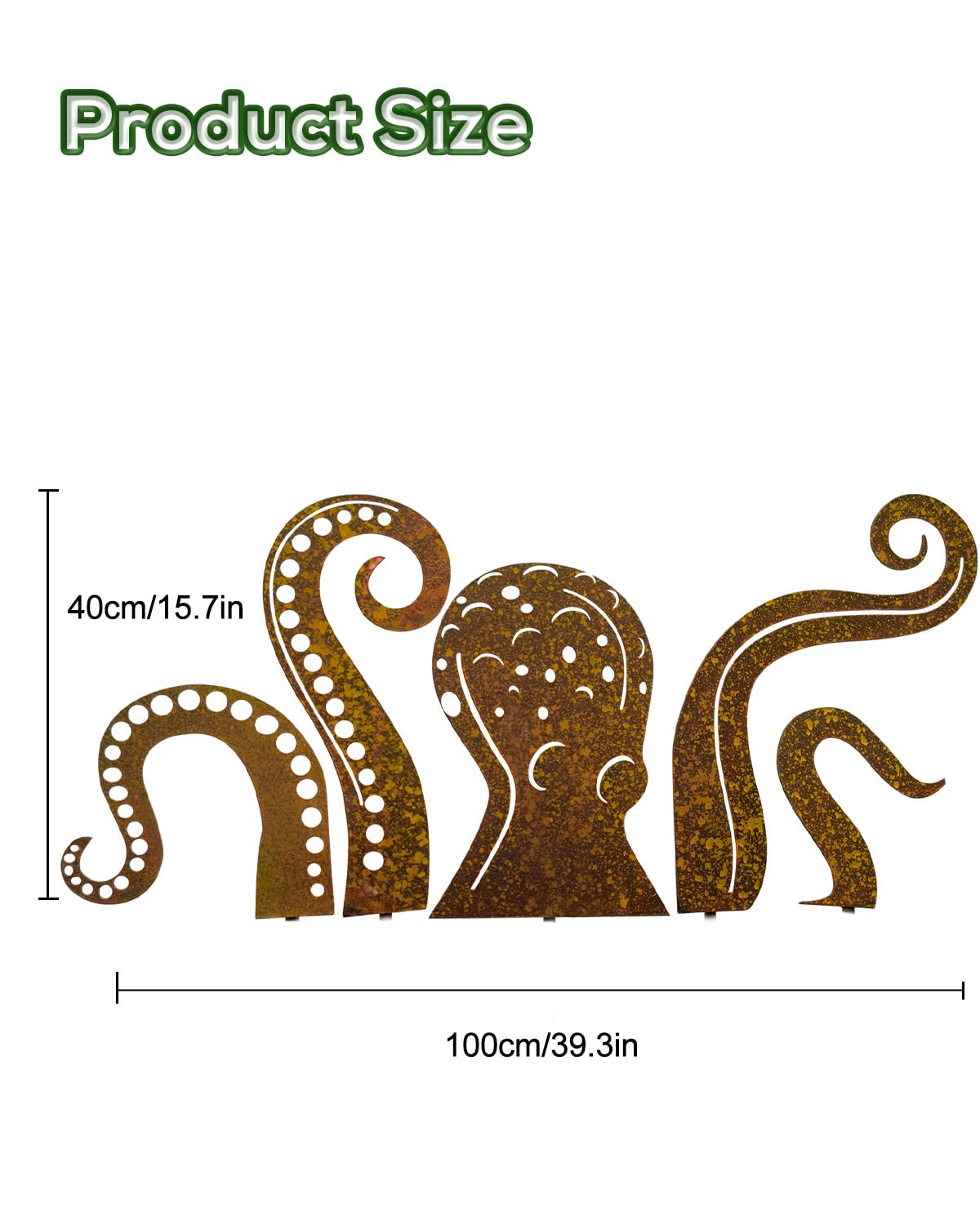 39.3in Octopus Metal Garden Sculpture - Artistic Outdoor Yard Decor for Lawn, Backyard & Patio | Weather-Resistant Squid Figurine for Coastal & Beach-Themed Landscapes