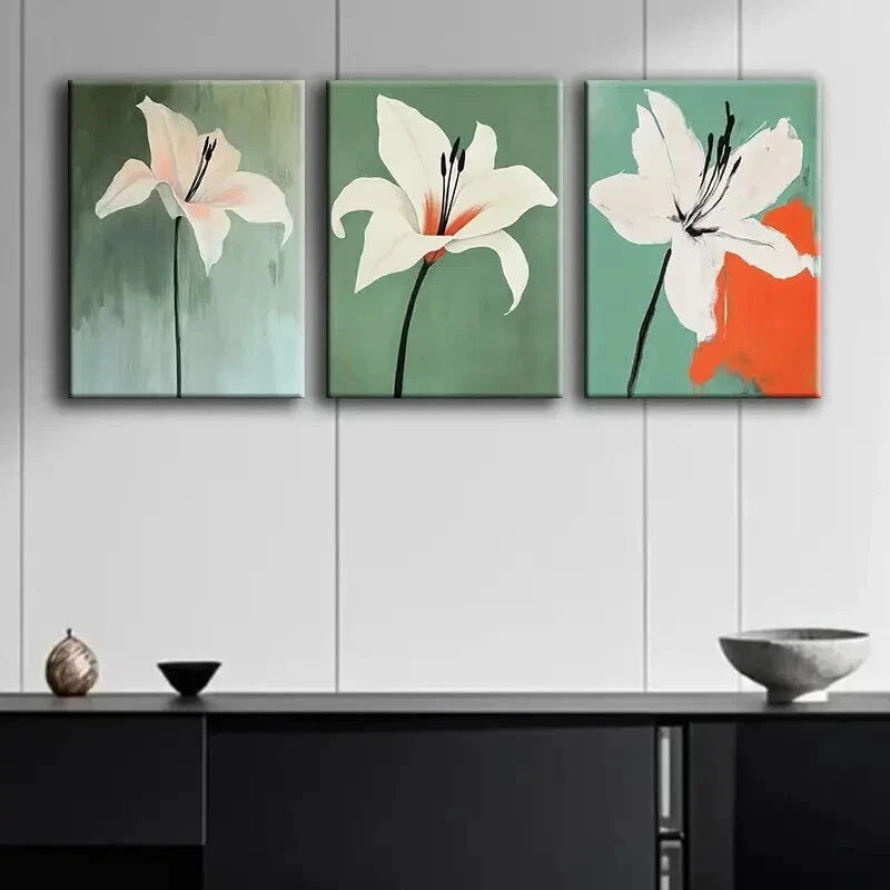 3-Piece White Flower Wall Art Set - Luxurious Framed Canvas Prints 50x70cm | High Quality Australian Made | Perfect for Living Room, Bedroom & Office Decor | Ready to Hang