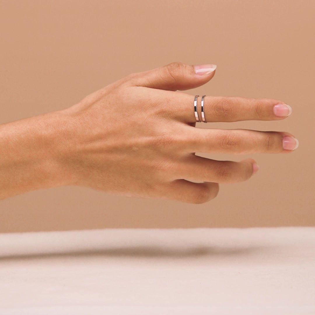 Lita Silver Stacking Ring - Dainty Adjustable Minimalist Band for Women - Perfect for Layering, Everyday Wear & Gift Giving